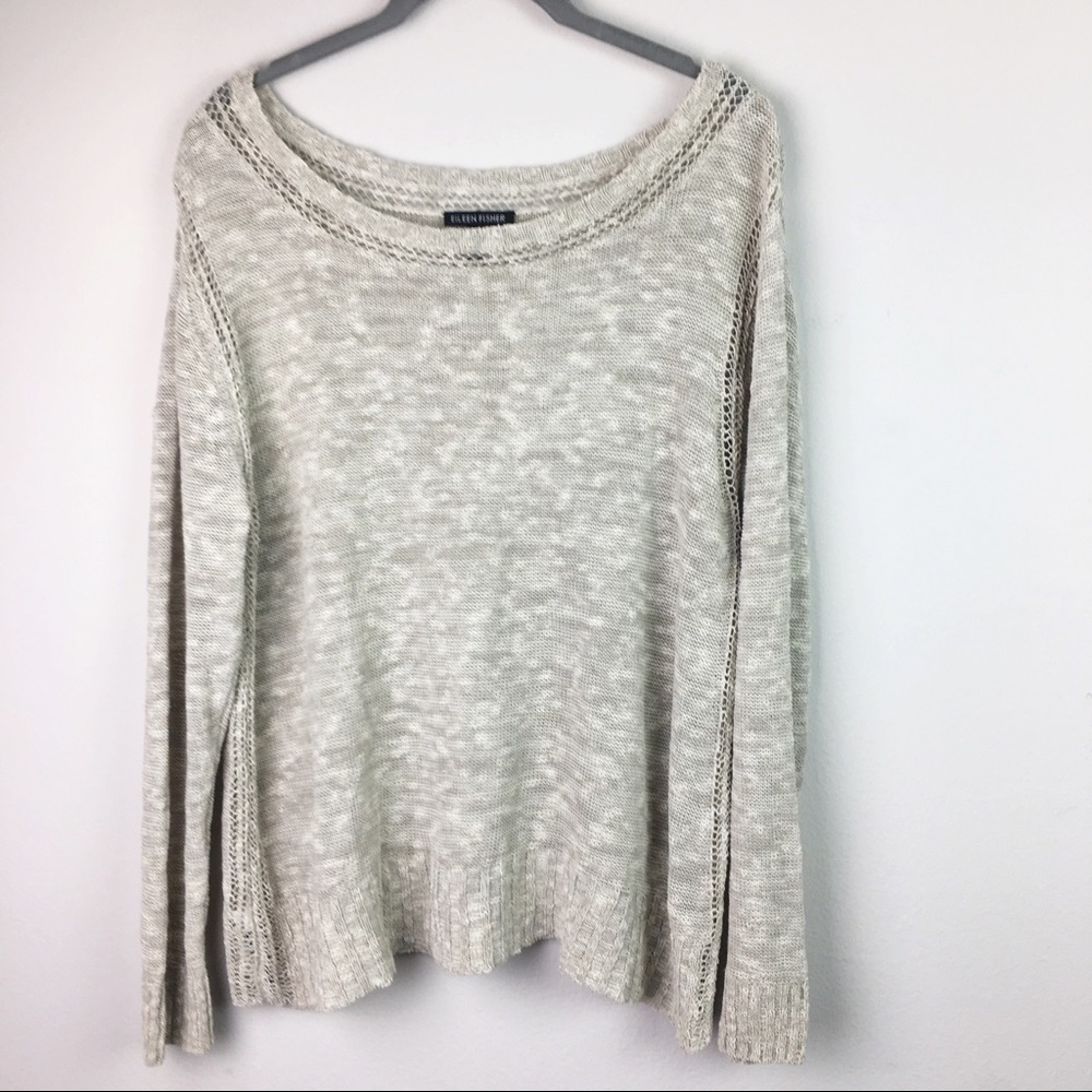 Eileen Fisher Linen Blend Knit Top Size Large